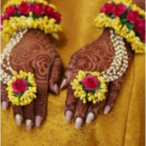 Yellow Red Floral Bracelet Set for Haldi Ceremony