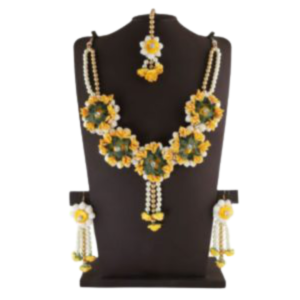 Golden Flower Necklace Set for Haldi Ceremony