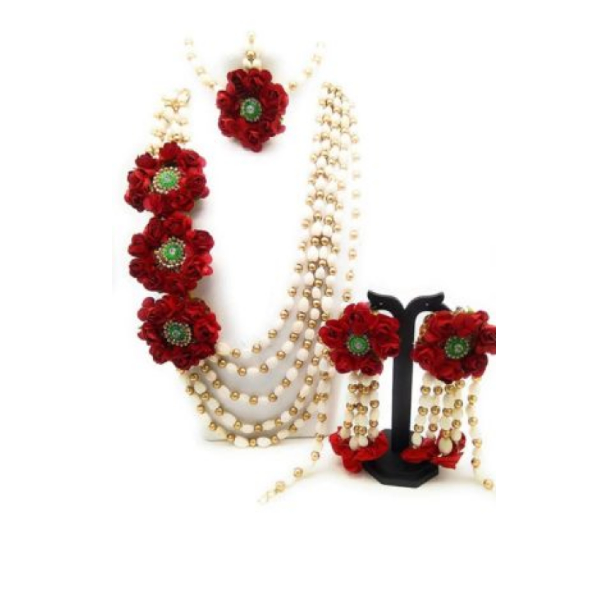 Red flower jewellery sale for haldi