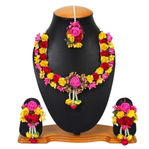 Multicolour Flower Necklace Set for Haldi Ceremony