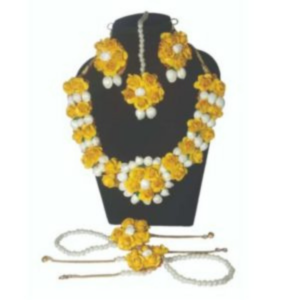 Yellow Mogra Flower Necklace Set for Haldi Ceremony