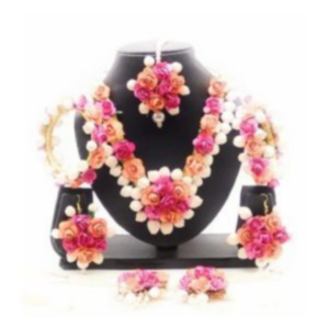 Multicolour Flower Necklace Set for Haldi Ceremony